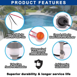 DELEYAPARS 520736 Flow Switch with 3 Wires (Black/White/red) for Pentair IntelliChlor Compatible with IC15, IC20, IC40, IC60 Cells Manufactured After 2018 Sep. (Metal Flap | OEM Compatible)