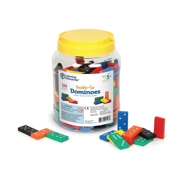 Learning Resources Double-six Dominoes In Bucket, Teaching aids, Math Classroom Accessories, 168 Pieces, Ages 5+