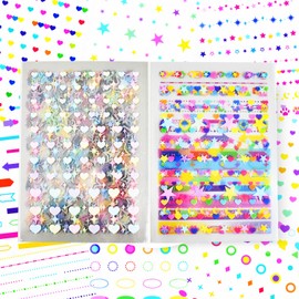 Mini Flower Star Heart Aesthetic Sticker Book Colourful Cute Scrapbooking Stickers for DIY Craft Bullet Junk Journal Planners Wall Art Collage Picture Frames Water Bottle Phone Decor