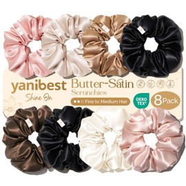 YANIBEST Yanibest - 8 coleteros de satén - Coleteros de seda, coleteros de satén suaves que no dañan el cabello, accesorios para el cabello para mujer