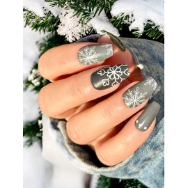 TOUGH GIRLS | 20 Exquisite Gel Nail Polish Strips w/Application Accessories - No UV/LED Lamp Required (Holiday | Midnight Flurries)