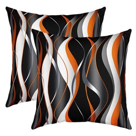 Stripes Orange Black White Throw Pillow Covers 24"x24" Set of 2 Soft Geometric Pillow Cases Cushion Covers For Living Room Bedroom Modern Striped Art Decorative Throw Pillowcases for Sofa Couch Chair