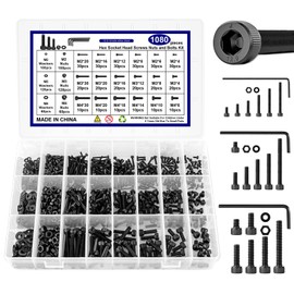 1080 pieces M2 M3 M4 screw set, screw nut set, equipped with wrench, made of high-hardness alloy steel, can be used indoors and outdoors screw set