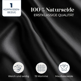 DREAMZIE Silk Pillowcase 40 x 80 cm for Hair and Skin, Pillowcases Silk 19 Momme (Black, 1 Piece)