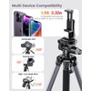 CAMBOFOTO 74"-Camera-Tripod, Professional Aluminum Tripod/Leg Stand Mirrorless Camera/DSLR/Cell Phone/Camcorder/GoPro, with