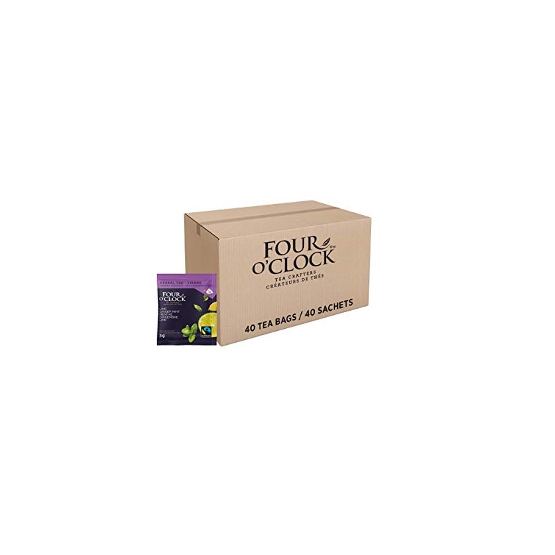 Four O'Clock Organic Fairtrade Herbal Tea Ginger Lime Mint, Non-Gmo,