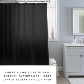 Bath Bliss Heavy Shower Curtain Liner, 12 Rust Resistant Metal Grommets, 3 Weighted Magnet Hem, Black
