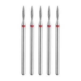 sourcing map 5pcs 200-230 Grits Diamond Grinding Bit 1.3mm Oval Head 2.35mm Shank 8mm Length Stone Sanding Drill Bits Rotary Tool for Ceramic Glass Nails Grinding Polishing