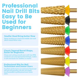MagiBling Cross Cut Nail Drill Bits, 3/32'' Professional Middle Size Tungsten Carbide Tapered Barrel Bit, Left and Right Hand Use, Manicure Pedicure Cuticle Soft Hard Gel Polish Fast, Extra Fine.