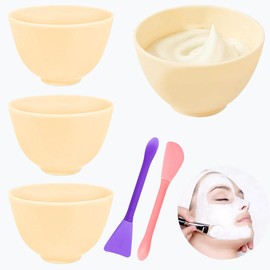 Rowcay 4 Piece Silicone Mixing Bowls, 3.93 Inch Microwaveable Silicone Bowl with Dual Ended Stirring Sticks for Facial Masks, Mud Masks, and Other Skin Care Products Facial Bowls for Aestheticians.