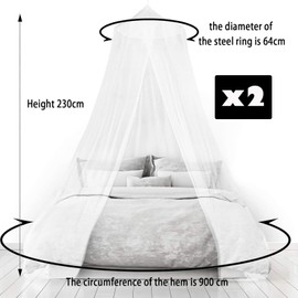 2 Pcs Mosquito Net for Bed,Bed Canopy for Double Bed White Dome Mosquito Net,Bed Canopy for Girls Mosquito Net without Door,Use for Indoor and Outdoor Mosquito Prevention mosquito Net Travel