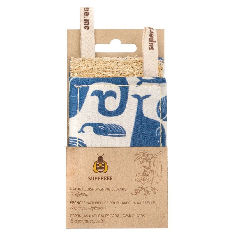 SuperBee Loofah Dish Sponge Kitchen - 2 pack (mixed designs)