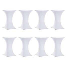 Tina's 8 Pack 32x43 Inch Highboy Spandex Cocktail Table Covers White, Fitted Stretch Cocktail Tablecloth for Round Tables (8PC 32x43 White)