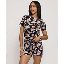 Real Essentials 2 Pack: Women’s Short Sleeve Pajama Short Set - Comfy Lightweight Soft Lounge Sleepwear (Plus Large