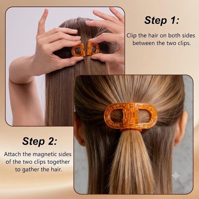2PCS Magnetic Hair Clips for Women, Strong Hold No Slip,