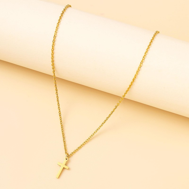 TGOLM Small Gold Cross Necklace for Women Inspirational Quote Luke