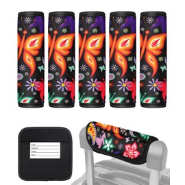 Slohif Luggage Handle Wrap 5Pcs Suitcase Identifier - Bag Strap Cover for Bogg Travel Accessories Easy Identification Bright Marker Sleeve Grips Comfort Neoprene Concealed Tag for Airport Butterfly