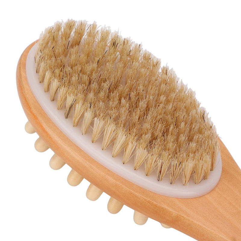 Wood Bath Brush Long Handle Soft Bristle Deep Cleansing Relieve