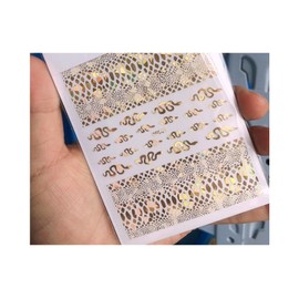 Generic Snake Snake Nail Decals Stickers Laser Self Adhesive Nail Sticker Wg809 Laser Gold Nail Wraps Art Stickers Manicure Supplies for Women for Home Nails Full Long Lasting Easy Apply and Remove