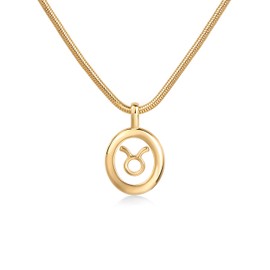 PAVOI 14K Gold Plated Unique Floating Astrology Pendant Necklace for Women - Horoscope Charm Necklace - Dainty Zodiac Gifts, Yellow Gold, Cubic Zirconia