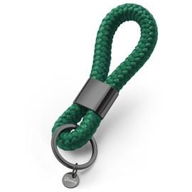 Dinalu Key Pendant Made of Sailing Rope with Black Metal, Elegant in Many Colours, Key Chain, dunkelgrün