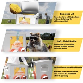 Dogetgd Automatic Chicken Feeder No Waste Metal Poultry Feeder Large Capacity 85lbs for Chickens, Geese, Ducks, Turkeys, Quails (6-Port)