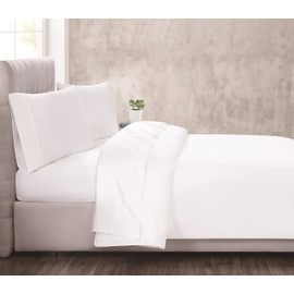 Christian Siriano NY - 300 TC Queen 4 Piece Sheet and Pillowcase Set - Cotton Sateen Collection - White