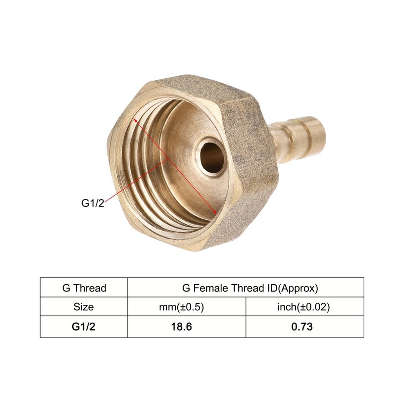 sourcing map Brass Barb Hose Fitting Connector Adapter 6mm Barbed