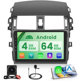 Android 15 Radio for Toyota Corolla 2009-2013,4+64G Car Stereo with Wireless Carplay Android Auto DSP, 9’’ IPS Touch Screen with Bluetooth 5.0 Radio for Corolla with Car Play GPS WiFi SWC Dual USB