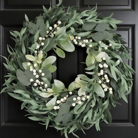 CIR OASES Olive Wreath for Front Door 22 inch, Greenery All Season Wreath with Olive Leaf, Home Decoration for Outdoor Living Room Indoor Wall and Outside Summer All Season Wedding