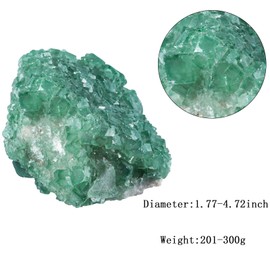 mookaitedecor 201-300g Natural Green Fluorite Crystal Cluster Raw Crystal Stone Specimen for Collecting Display Room Desk Decor, Rare Rocks and Minerals Small Raw Green Stone Healing Crystal Gift