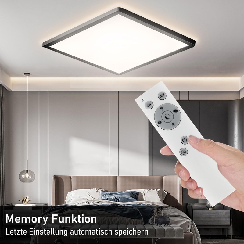MLOQI LED Ceiling Light Dimmable with Remote Control (2700K-6500K), 24W,