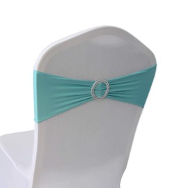 WELMATCH TF Blue Spandex Chair Bands Sashes - 12 pcs Wedding Banquet Party Event Decoration Chair Bows (TF Blue, 12)