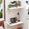 TEAMIX Wall Mounted Folding Table, White Floating Desk for Small