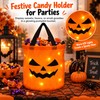 LED Halloween Trick-or-Treat Bucket for Candy – Collapsible Polyester Light-Up