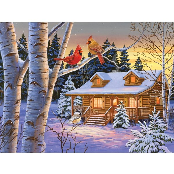 Bits and Pieces - 500 Piece Jigsaw Puzzle for Adults - Rustic Retreat - 500 pc Snowy Winter Scene Jigsaw by Artist William Vanderdasson
