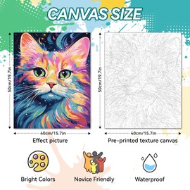 SDYJQ Paint by Numbers Kit for Adults,Cat Adult Paint by Number Kits,Painting Kits for Adults Animal,Suitable for Home Wall Decoration 16x20 in