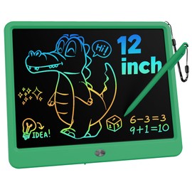 KOKODI 12 Inch LCD Writing Tablet with Anti-Lost Stylus Erasable Doodle Board Colorful Toddler Drawing Pad Car Travel School Games Toys for 3 4 5 6 7 8 Kids Birthday Gift for Girls Boys Adults Green