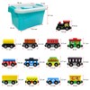 ALEENFOON 13 PCS Magnetic Wooden Train Set Toys, Engines Cars