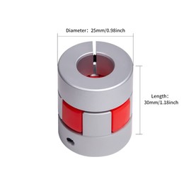 Sinoblu Aluminium Plum Flexible Shaft Coupling D25L30 bore 6mm to 8mm Motor Connector Flexible Coupler for 3D Printer CNC Machine and Servo Stepped Motor