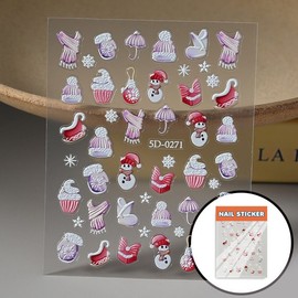 Christmas Embossed Object II Nail Sticker 5D0271 / 크리스마스 엠보 오브제II 네일스티커 5D0271