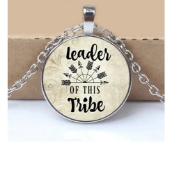 Fashion Jewelry LEADER OF TRIBE BOSS QUOTE WORD German Silver Pendant On 20"  22" Necklace