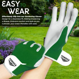 Toroga Work Gloves Multipurpose Gardening Gloves, Safety Working Gloves with High Grip, Heavy Duty Working Gloves For Men And Women Made to Fit on Hands. (Green, M)