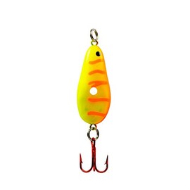 Lindy Glow Spoon Glowing Ice Fishing Lure Jigging Spoon, Red Fire Tiger, 1/8 oz