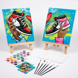 VOCHIC 2 Pack Couples Paint Party Kits Pre Drawn Canvas for Adults Paint and Sip Kit Date Night Games for Couples Painting Valentine's Day (8x10 Inches, Sneakers)