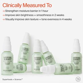 Suero facial Superfood Skin Drip Smooth  Glow Barrier con col rizada, péptidos, niacinamida y ceramidas. Fortalece la barrera cutánea y unifica el... 