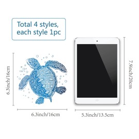 GORGECRAFT 4 Styles 6.3" Sea Turtles Window Decals Static Sea Animal Glass Sliding Door Sticker Clings Waterproof Vinyl Film Ocean Bedroom Bathroom Decals for Prevent Stop Birds Dogs Pets Strikes