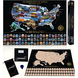Large Scratch Off Map of United States + All 63 US National Parks Scratch Off Poster, Journal Gifts for Travelers