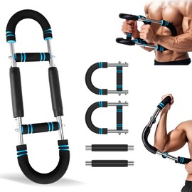 Adjustable Power Twister Arm Trainer for Men, U-Shaped Spring Chest Exerciser, Upper Body Strength Training Equipment for Arms, Chest, Shoulders, Home Gym Fitness (30–130 lbs)(Blue)