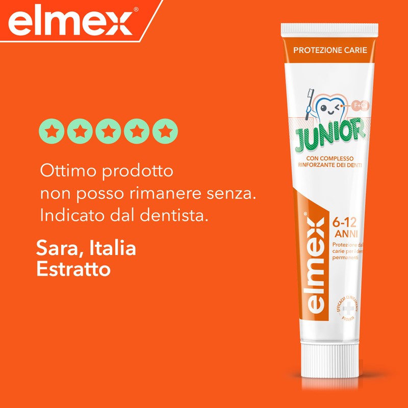 ELMEX Dentifricio Junior Protezione Carie per i Denti dei Bimbi,